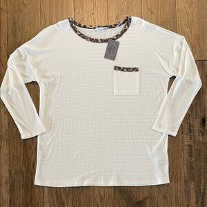 First Love White Top with Leopard Accents